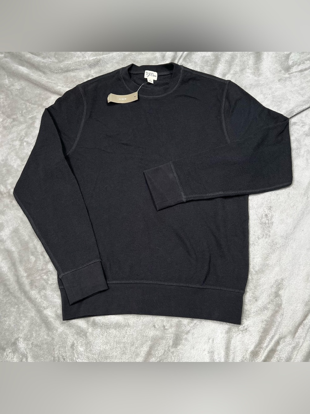NWT J Crew L/S Textured Sweater Tee Mens S Black Lightweight Casual Cotton
